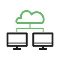 línea de conectividad en la nube icono verde y negro vector