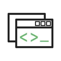 Custom Coding Line Green and Black Icon vector