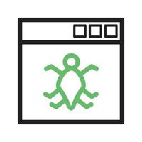 Bug in Application Line Green and Black Icon vector