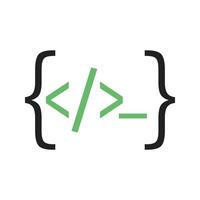 línea de programación icono verde y negro vector