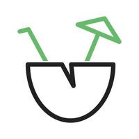 Coconut Drink Line Green and Black Icon vector