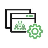 Sitemap Settings Line Green and Black Icon vector