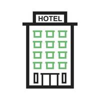 línea de hotel icono verde y negro vector