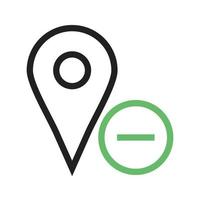 Delete Location Line Green and Black Icon vector