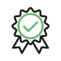 Quality Verified Line Green and Black Icon vector