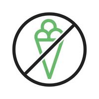 no hay línea de helado icono verde y negro vector