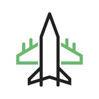 línea de avión militar icono verde y negro vector