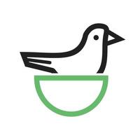 Little Bird Line Green and Black Icon vector
