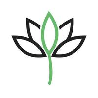 Lotus Line Green and Black Icon vector