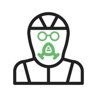 Gas Mask Line Green and Black Icon vector