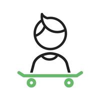 With Skateboard Line Green and Black Icon vector