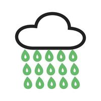 línea de lluvia icono verde y negro vector