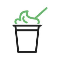 helado en línea de copa icono verde y negro vector