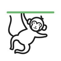 Monkey Performing Line Green and Black Icon vector