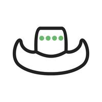 línea de sombrero de vaquero icono verde y negro vector
