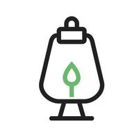 línea de lámpara de aceite icono verde y negro vector