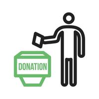 línea de donación icono verde y negro vector