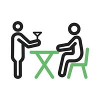 Waiter Serving Line Green and Black Icon vector