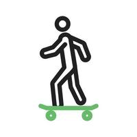 línea de patinaje icono verde y negro vector