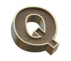 A 3d rendering image of golden mixed with wooden alphabets png