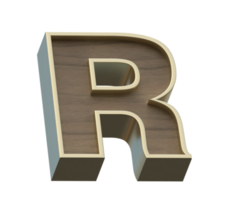 A 3d rendering image of golden mixed with wooden alphabets png