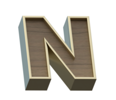 A 3d rendering image of golden mixed with wooden alphabets png