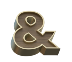 A 3d rendering image of golden mixed with wooden alphabets png