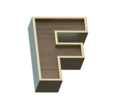 una imagen de renderizado 3d de oro mezclado con alfabetos de madera png