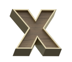 A 3d rendering image of golden mixed with wooden alphabets png