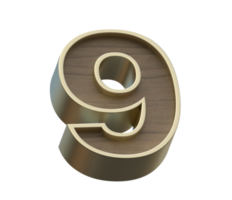 A 3d rendering image of golden mixed with wooden alphabets png