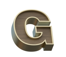 A 3d rendering image of golden mixed with wooden alphabets png