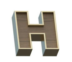 A 3d rendering image of golden and wooden alphabets png