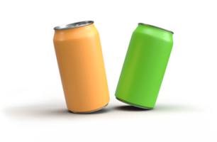 A 3d rendering of 2 cans on transparent background png