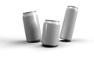 un rendering 3d di 3 lattine bianche su sfondo trasparente png
