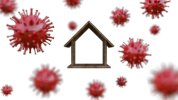 3d rendering image of wooden house model in the midst of disease png