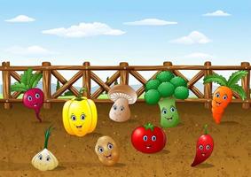 Cartoon vegetable garden farm background vector