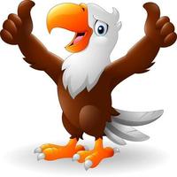 Cartoon eagle giving two thumbs up vector