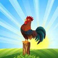 Cartoon rooster crowing vector