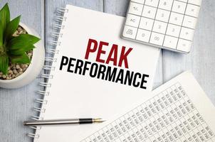 Word writing text PEAK PERFORMANCE. Business concept photo