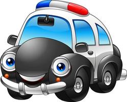 personaje de coche de policía de dibujos animados vector