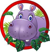 Cartoon hippo mascot vector