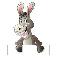 Cartoon funny donkey holding blank sign vector