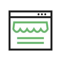 línea de tienda web icono verde y negro vector