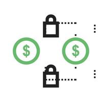 Secure Transactions Line Green and Black Icon vector