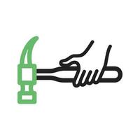 Holding Hammer Line Green and Black Icon vector