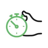 Holding Stopwatch Line Green and Black Icon vector