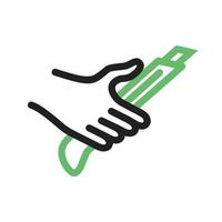 Holding Paper Cutter Line Green and Black Icon vector