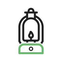 línea de lámpara encendida icono verde y negro vector