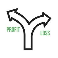 Profit Loss Line Green and Black Icon vector