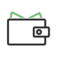 Wallet full of money Line Green and Black Icon vector